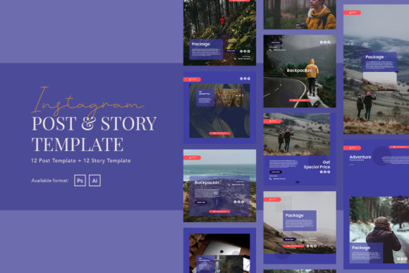 Backpacker Instagram Post Ads Template for Travel Brands