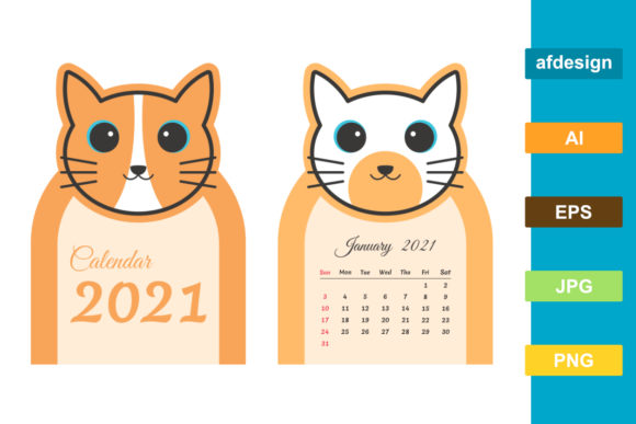 Calendar 2021 Cute Cat Theme for Home & Office