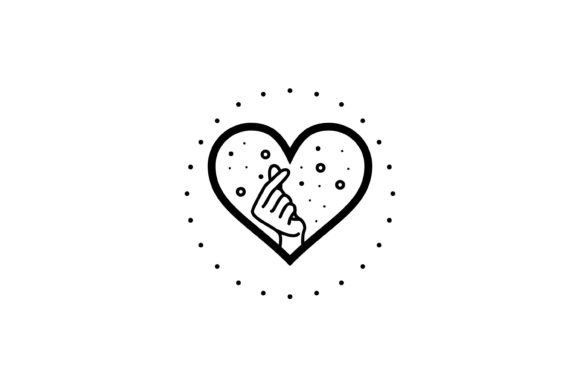 Finger Heart Hand Gesture Black Outline Vector