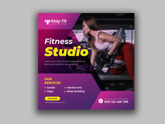 Gym Social Media Banner Design Bundle