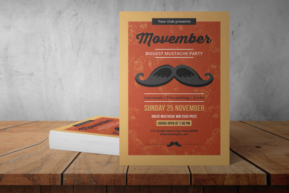 Printable Movember Party Flyer for Custom Events