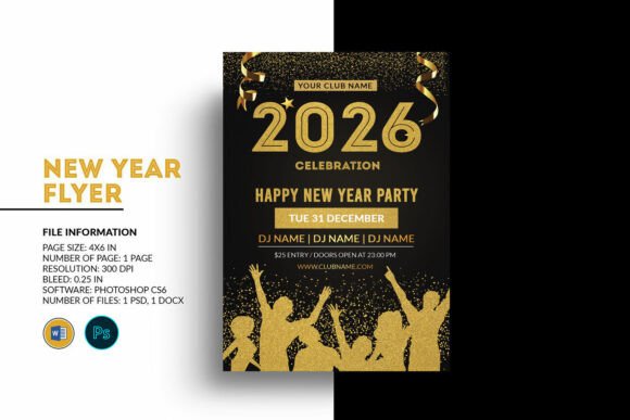 Printable New Year Party Flyer Template for Everyone